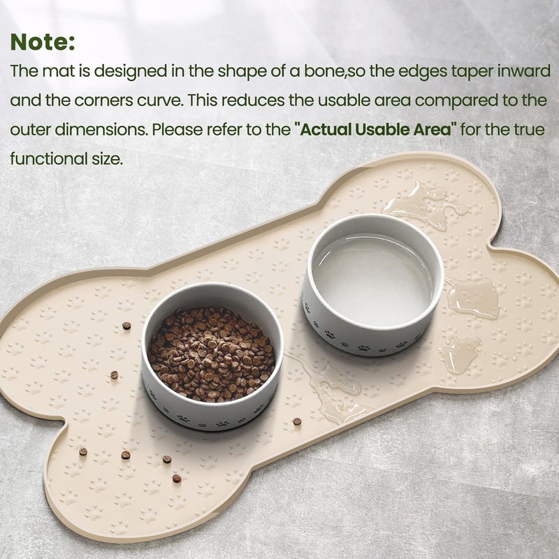 PWTAA Dog Food Mat Anti-Slip Silicone Dog Bowl Mat Thicker Pet Placemat Waterproof Cat Feeder Pad with Raised Edge Puppy Kitten Feeding Mats Suitable Small Medium-Sized Dogs Cats Eating Tray - Image 4
